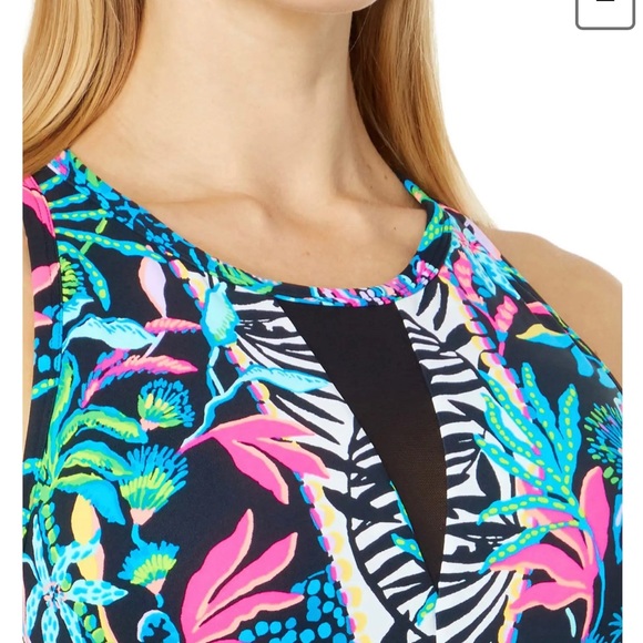 NWT Lilly Pulitzer Somerset Sports Bra Onyx Paradise Glow Engineered LG. - Picture 3 of 9